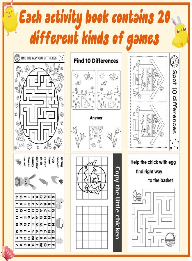 Funtery 60 Pieces Easter Activity Books for Kids Gifts Includes Mazes, Word Search, and More Fun Games Easter Activity Books for Basket Stuffers Class Supplies - Image 3